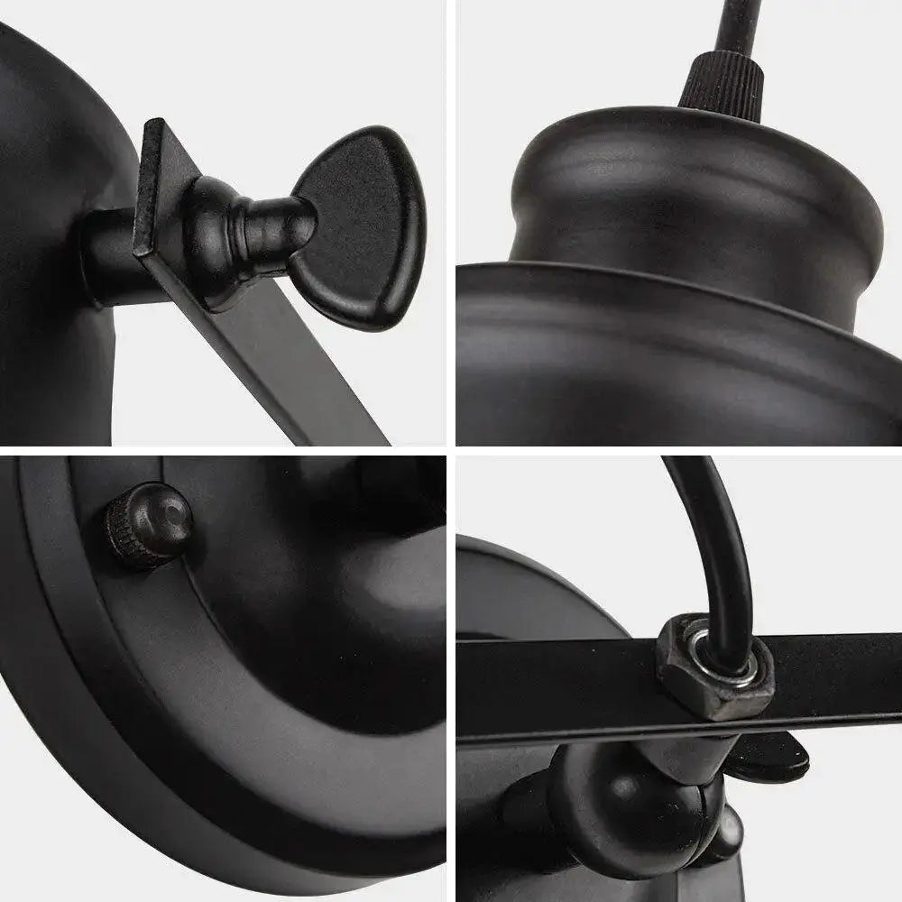 Black matte finished metal decorbites™ aleah wall sconce with industrial design and decorative knob plug in wall sconce