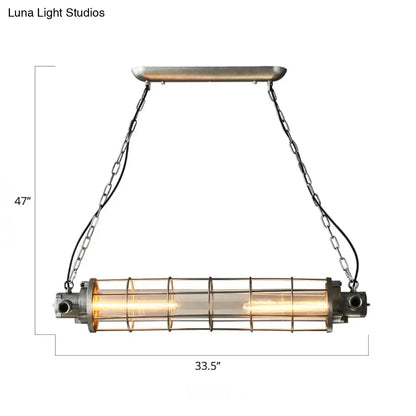 DecorBites industrial silver metal pendant light with cylindrical wire cage clear glass shade and smd e26 e27 bulbs