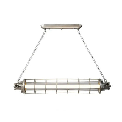 Decorbites industrial silver metal pendant light with cylindrical wire cage clear glass shade and smd e26 e27 LED