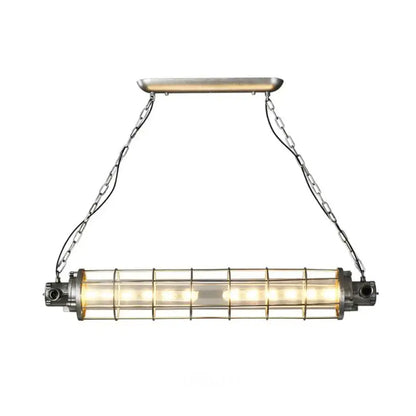 Decorbites industrial silver metal pendant light with cylindrical wire cage, clear glass shade, and smd e26 e27 led bulbs