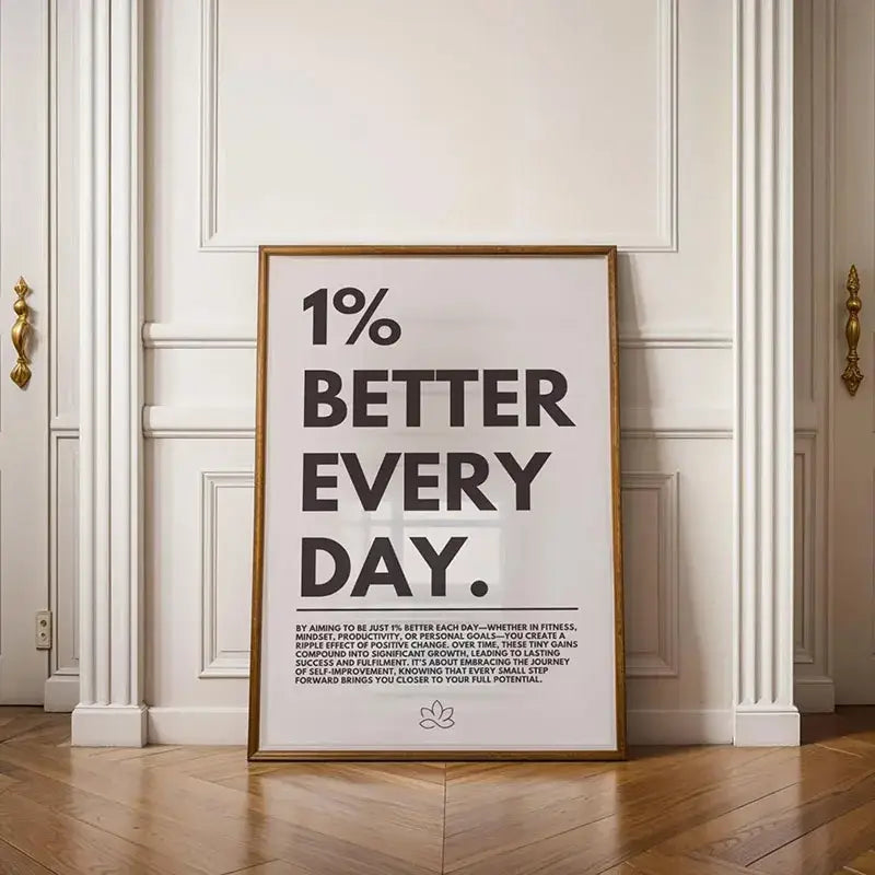 Minimalist decorbites™ inspirational quote poster with bold black text on white background in gold-toned frame for home or office
