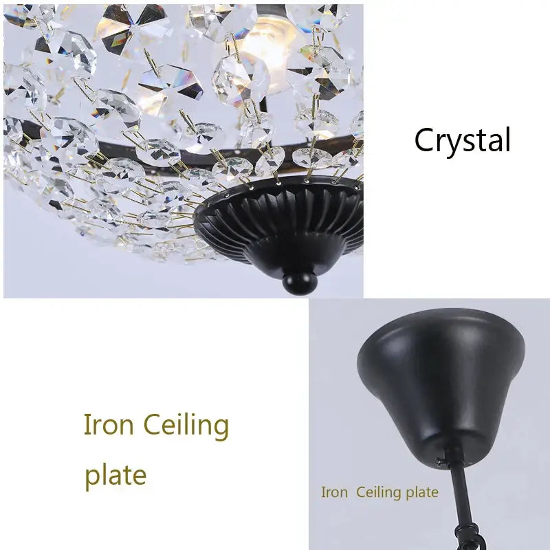 Black iron ceiling plate with decorative fluted design for decorbites iron art crystal chandelier dining room light
