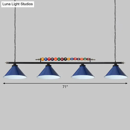 Decorbites™ iron linear island ceiling light with blue cone shades metal frame and e26 e27 sockets, industrial style