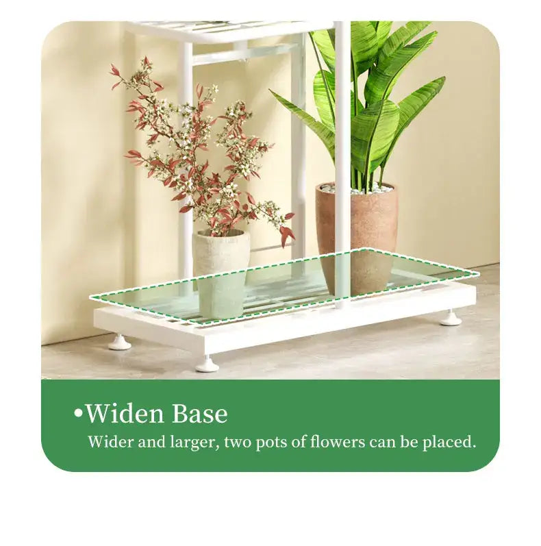 Decorbites™ white iron plant stand with glass top and four small feet for multiple pots and plant shelves iron