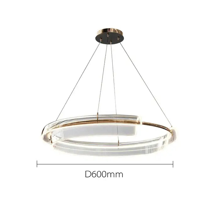 Modern decorbites italian minimalist gold double ring chandelier with clear acrylic rings and metal accents for living room