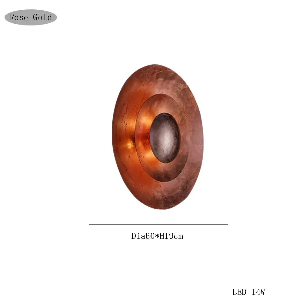 Rose gold circular led wall sconce with concentric ring design by decorbites italian vintage for living room art