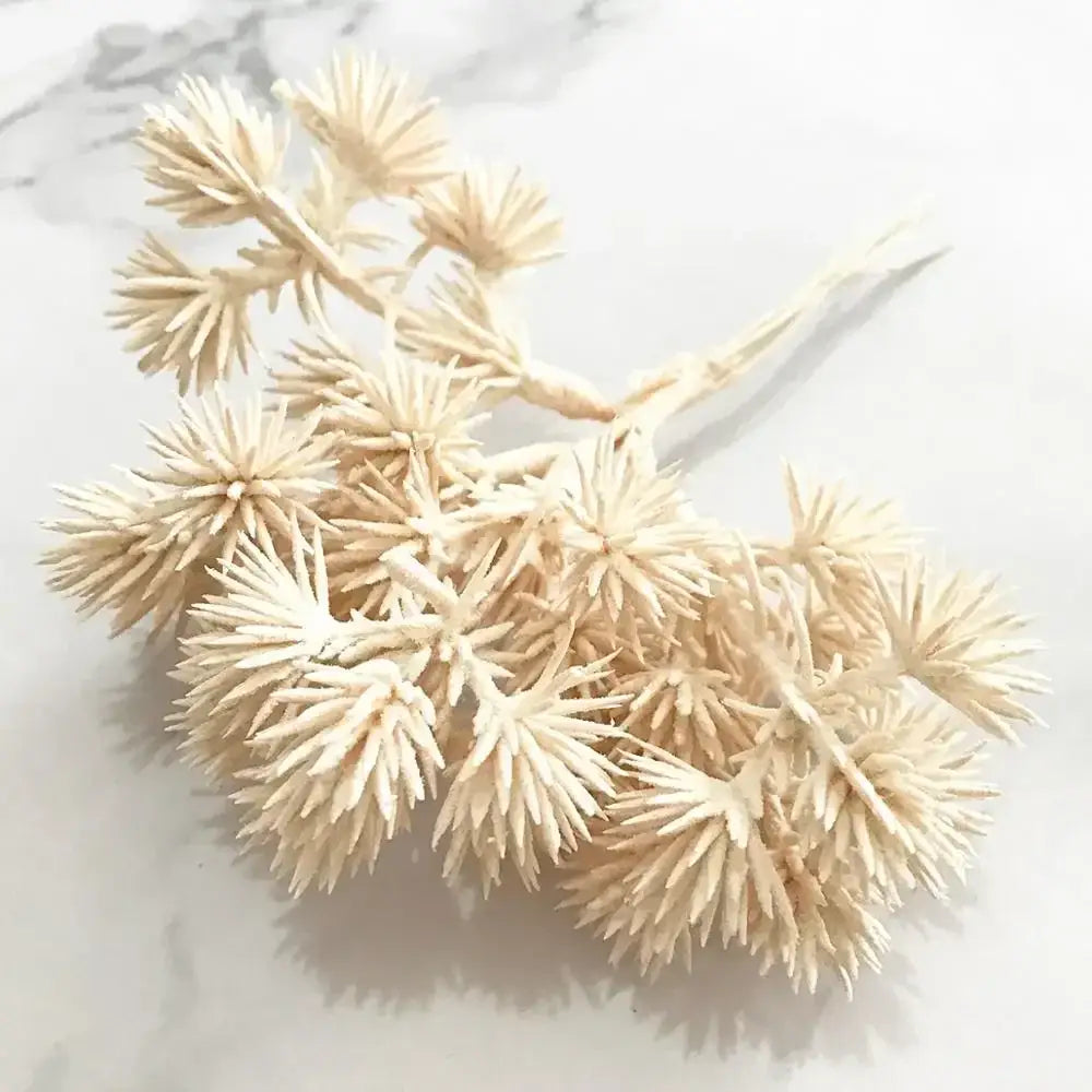 Beige decorbites ivory flower cherry stamen cluster with spiky florets for wedding decor and living room accents