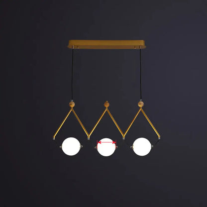 DecorBites™ ivory glass minimalist ball suspension light with gold tones and wooden beads for restaurant suspension light use