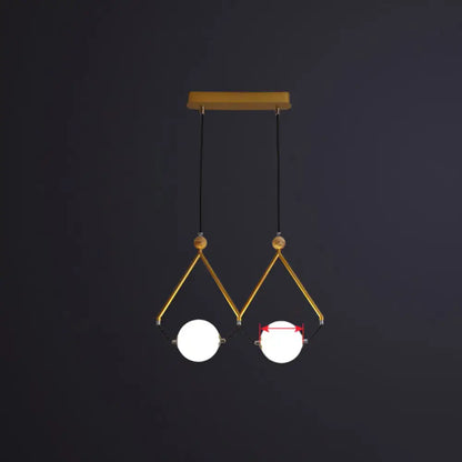 Decorbites™ ivory glass minimalist ball suspension light with gold-toned pendants for restaurant suspension light use