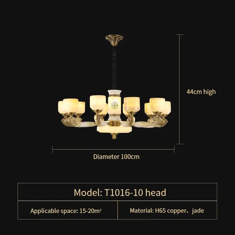 Elegant decorbites jade copper chandelier with gold-toned h65 copper and opal glass shades for living room lighting
