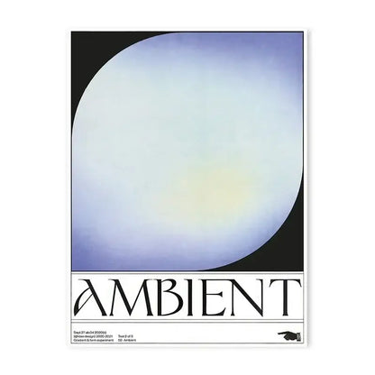 Decorbites™ japanese abstract blue wave canvas print featuring a minimalist glowing gradient circle on black background