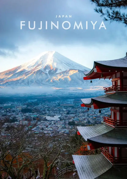 Decorbites™ japanese city landscape canvas wall art featuring red and white traditional japanese pagoda with curved eaves