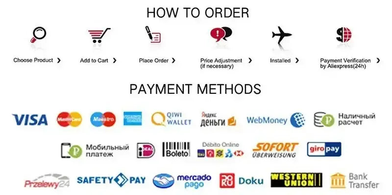 Payment method logos including visa mastercard qiwi wallet and webmoney for decorbites japanese koi cat wall art purchase