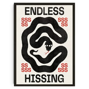 Decorbites™ japanese koi cat canvas wall art featuring black and white stylized snake with bold red endless hissing text