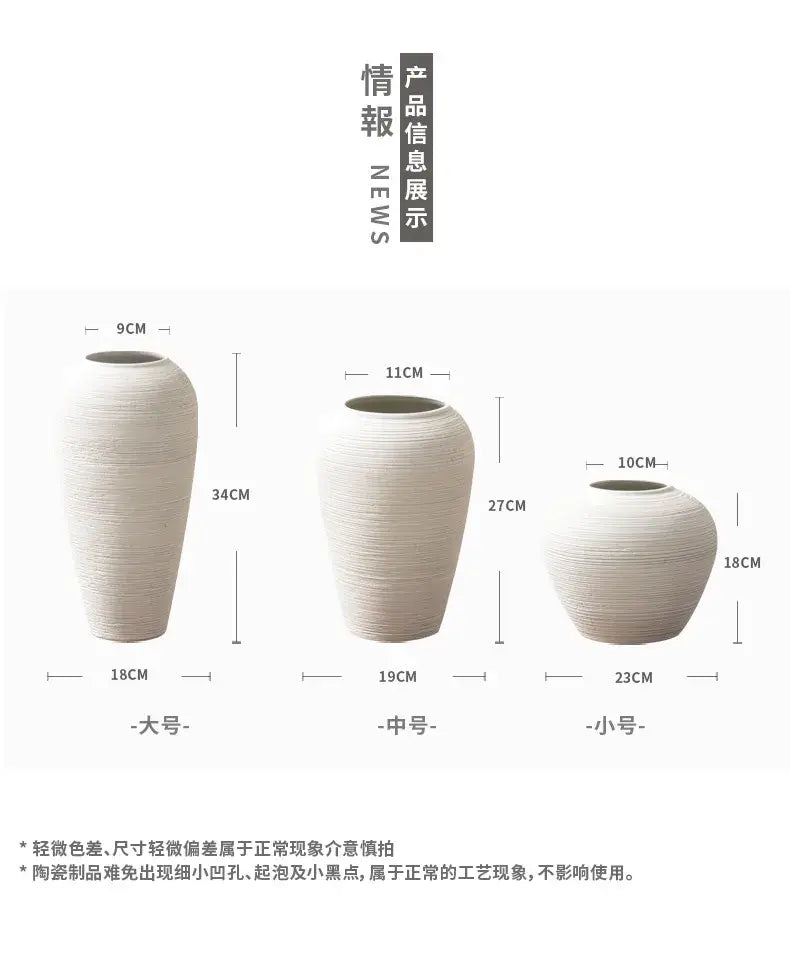 Three off-white ceramic vases with textured ribbed surface in the decorbites™ japanese minimalist hydroponic vase set