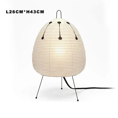 Cream-colored decorbites japanese style paper floor lamp with black metal stand and hanging cord for living room lighting