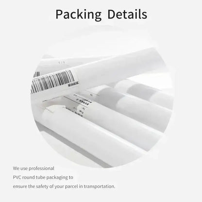 White pvc round tubes with barcode labels for packaging katsushika hokusai blue waves canvas wall art