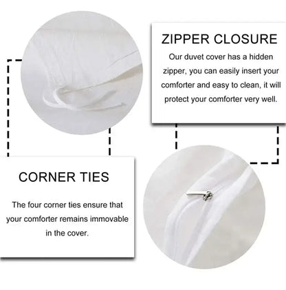 White cotton duvet cover with zipper closure and corner ties from DecorBites™ kawaii cinnamoroll bedding set