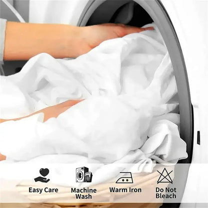 White soft textured duvet cover from cinnamoroll bedding set being loaded into a washing machine for easy care