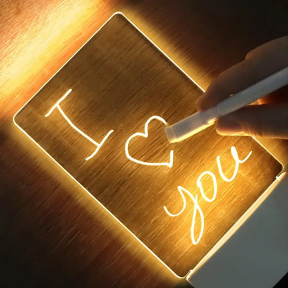Decorbites™ message board with glowing translucent square led writing surface and warm amber backlight for desk decoration usb dc5v