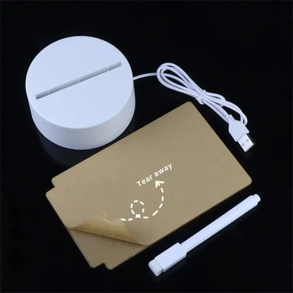 White circular led night light with usb cable and adhesive backing for desk decoration usb dc5v message board use