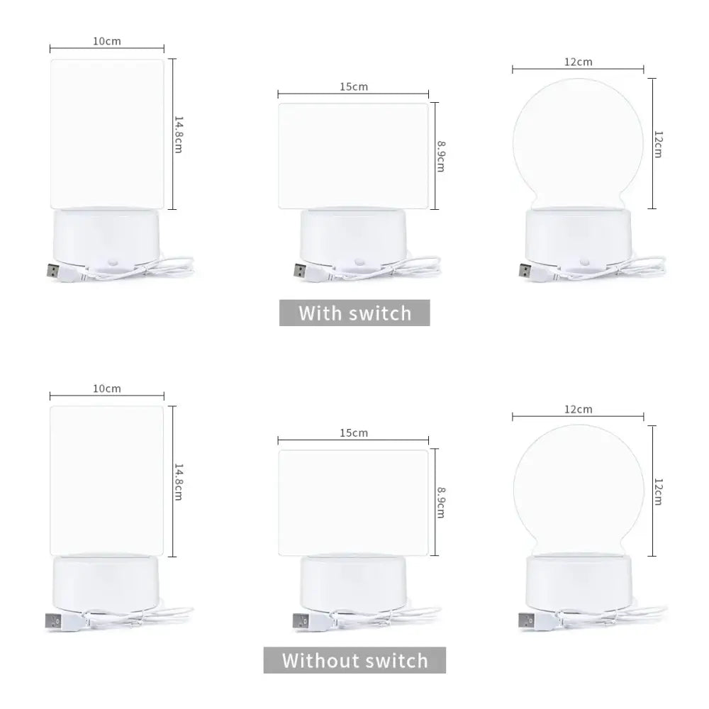 White led night light with translucent glass top and solid base for decorbites desk decoration usb dc5v message board