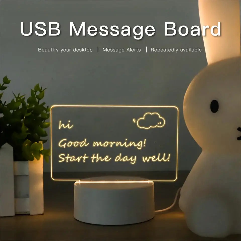 Decorbites lamps message board with white base displaying warm yellow led text and cloud design for desk decoration usb dc5v