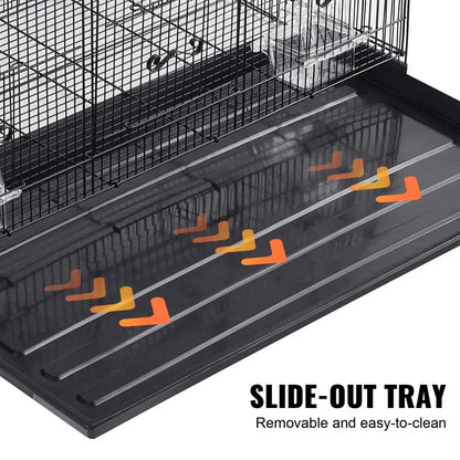 Black plastic slide-out tray with orange arrows for decorbites large metal bird cage for cockatiels and parakeets