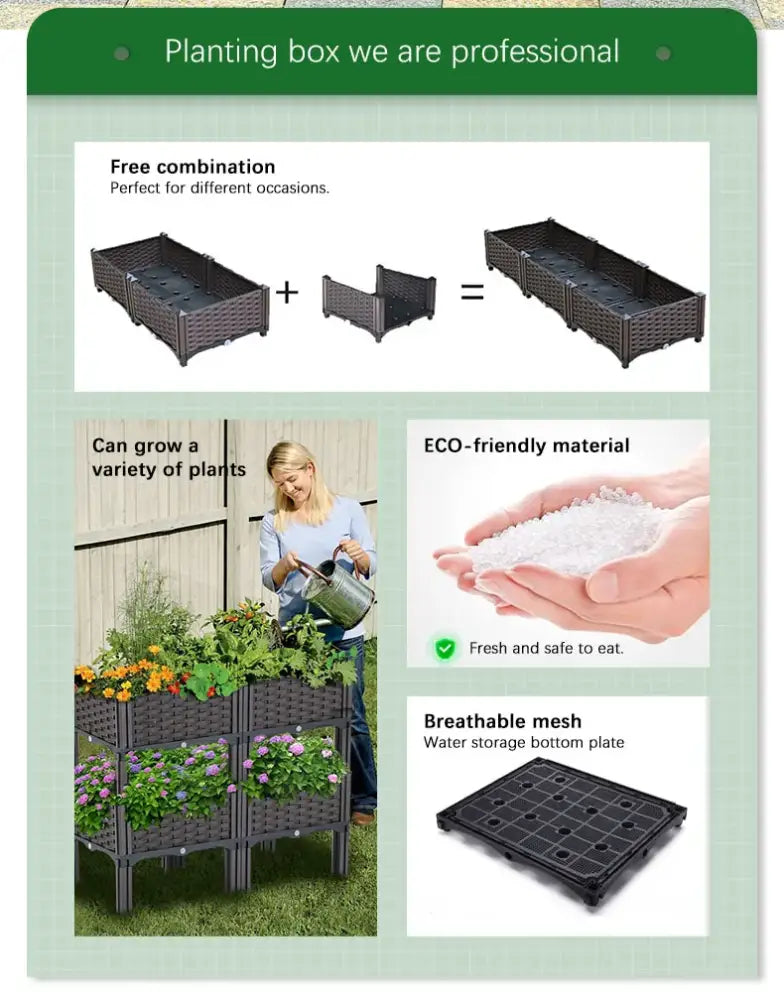 Black woven plastic large flower pot with breathable mesh water storage bottom plate for outdoor gardening