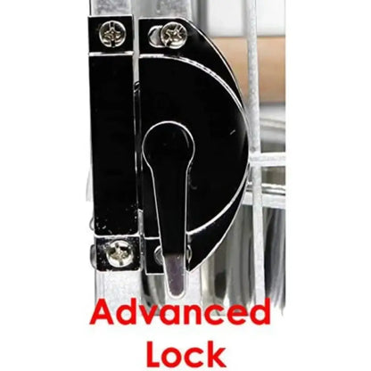 Decorbites™ large wrought iron parrot cage with rolling base featuring a sleek black and silver advanced lock for flight bird security