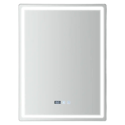 Modern rectangular decorbites™ led bathroom mirror with adjustable brightness anti-fog and digital time display