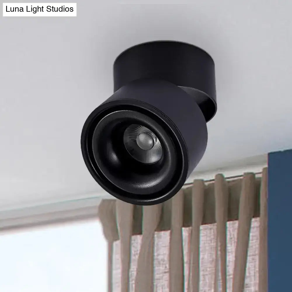 Modern black and white round led flush mount recessed spotlight with metallic shade and adjustable color temperature and maximum bulb wattage