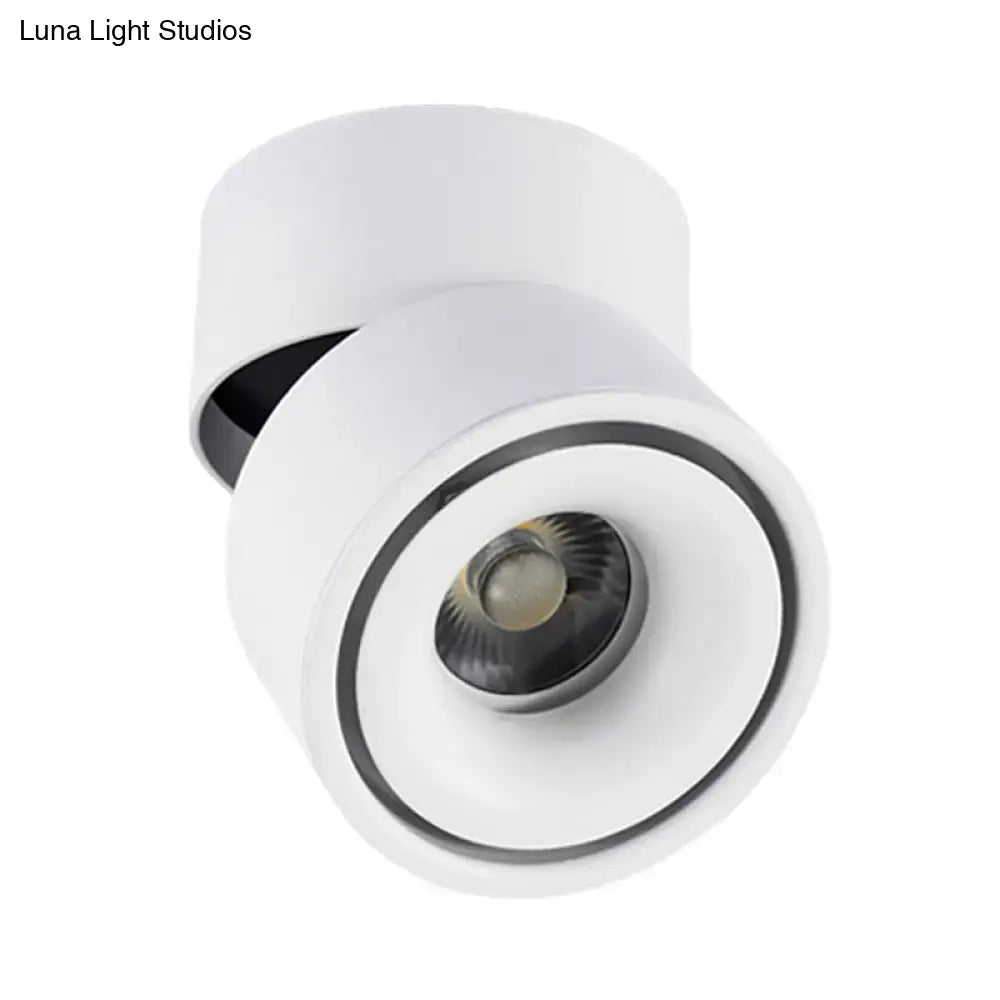 Modern black and white round led flush mount with metallic shade and color temperature control for bedroom lighting