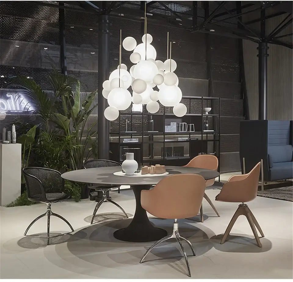 Modern white spherical decor led pendant light fixture from DecorBites™ nordic decor led for dining room lighting