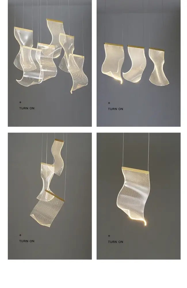 DecorBites™ led ceiling chandelier with modern gold-toned metal frame and translucent mesh shades for living room