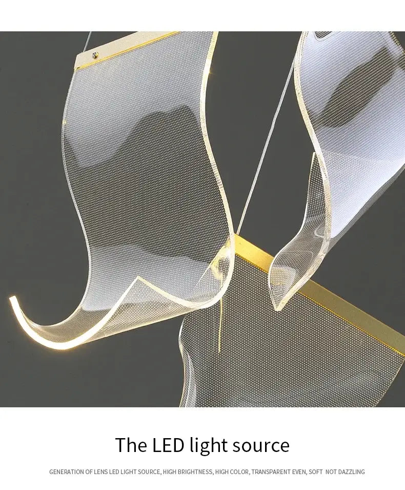 Modern translucent mesh ceiling chandelier with gold metal frame and led lighting for living room by decorbites™