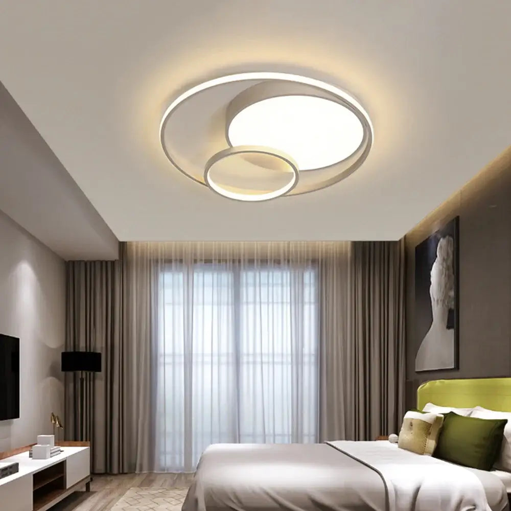 Decorbites™ led ceiling light with modern white and silver design featuring high color rendering and warm ambient lighting