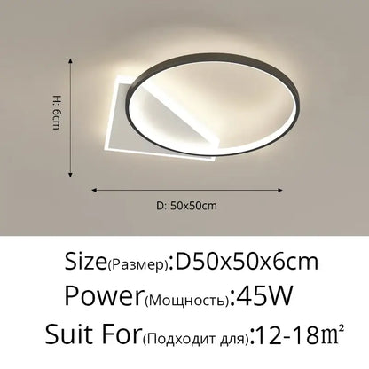 Modern minimalist decorbites led ceiling light with a sleek black frame and glowing white led ring for versatile use