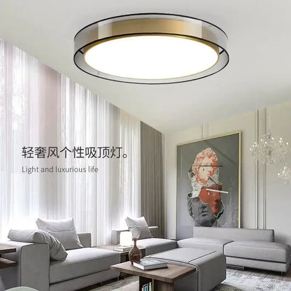 Modern circular decorbites led ceiling light with dimmable gold and black metallic frame for bedroom and bathroom lighting