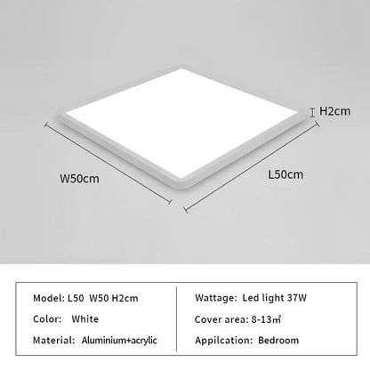 White square decorbites led ceiling light with aluminum and acrylic design measuring 50cm by 50cm for modern decor