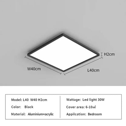 Black rectangular decorbites led ceiling light with aluminum and acrylic frame for modern bedroom lighting