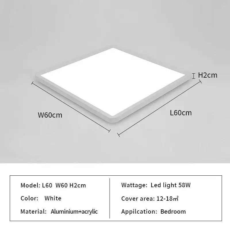 White square decorbites led ceiling light with sleek aluminum and acrylic design 60cm x 60cm modern ceiling lights