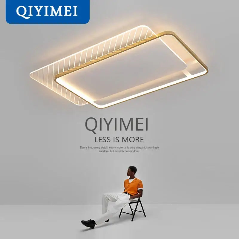 Modern rectangular decorbites led ceiling light with gold-toned frame and warm illuminated panel for versatile home lighting