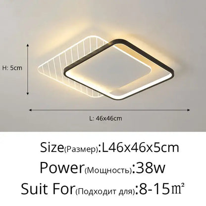 Modern square DecorBites LED ceiling lights with sleek black frame and warm white illumination for living room and bedroom