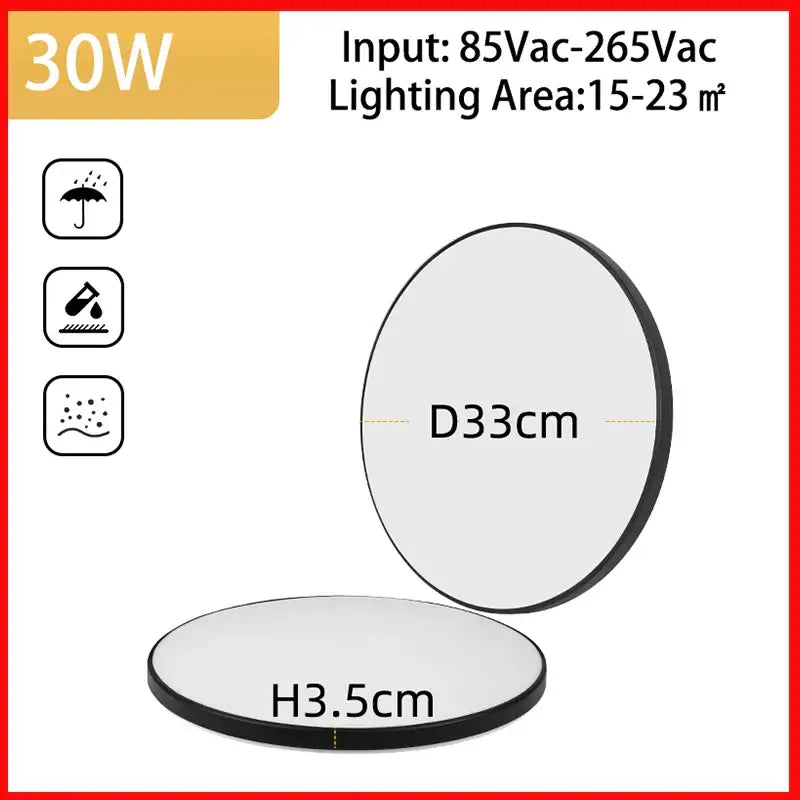 Decorbites led ceiling lights 30w circular panel light 33cm diameter 3.5cm height for indoor outdoor use