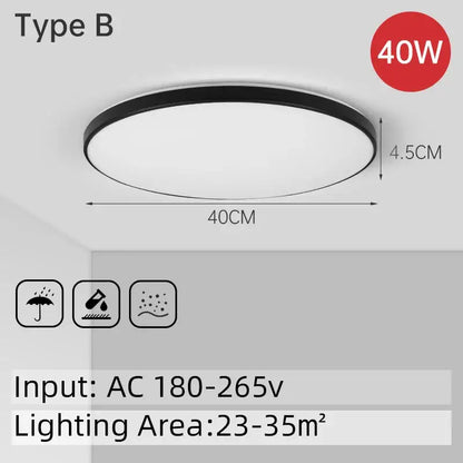 Decorbites led ceiling black-framed circular 40w 40cm diameter ceiling lights for modern spaces