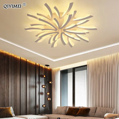 Modern white and gold leaf-shaped decorbites led ceiling light fixture made of acrylic for indoor home lighting