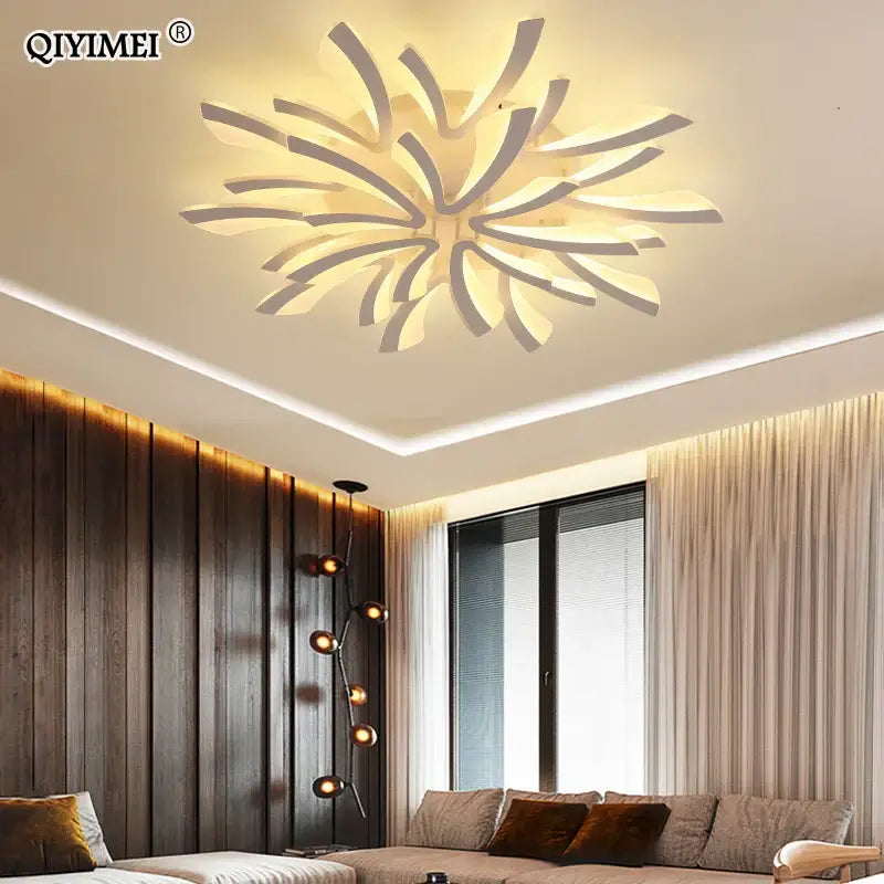 Modern white and gold leaf-shaped decorbites led ceiling light fixture made of acrylic for indoor home lighting