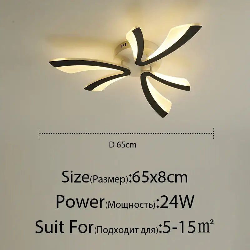 Modern black and white acrylic decorbites led ceiling light with sleek fan-like design for home indoor lighting