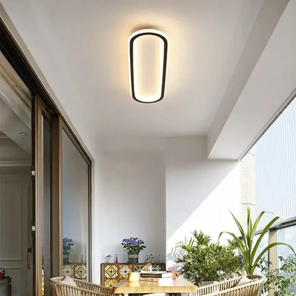 Modern decorbites led ceiling light with sleek black frame and warm white illumination for home corridors and balconies